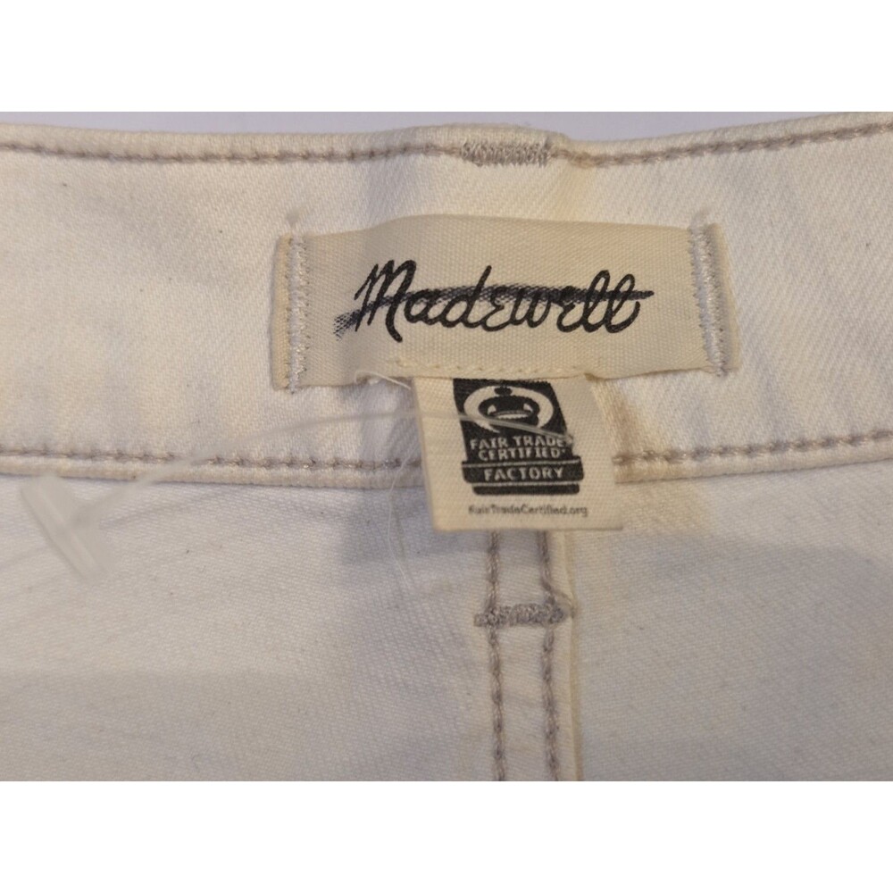 Madewell Emmett Wide Leg Jeans Patch Pocket Ivory 32 High Rise Raw Edge Hem Read - Picture 5 of 13